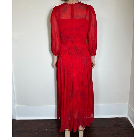 Gorgeous Calvin Klein Red Ruffled Maxi Dress Size 4 - Picture 3 of 4